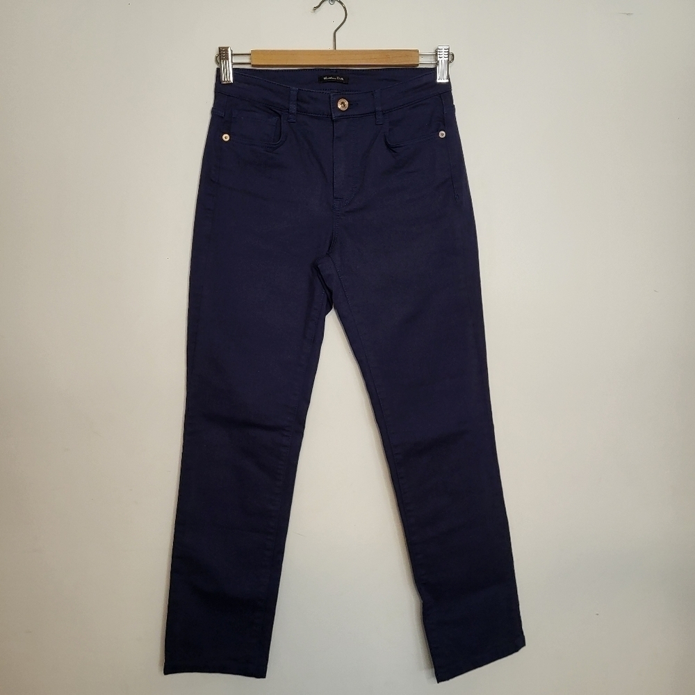 Massimo Dutti Stretch Mid Rise Medium Wash Straight Leg Jeans Blue Size 2